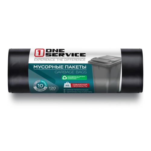 ONE service Пакеты для мусора HD 70*105 см 120л/20шт черные (30шт/ящ)